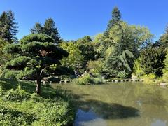 Île de Versailles in Nantes with greenery and traditional Japanese architecture