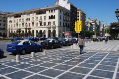 View of Thessaloniki cityscape with buildings and a cloudy sky