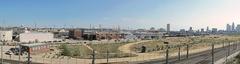 Los Angeles State Historic Park in Los Angeles with downtown skyline on the right