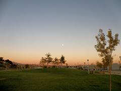 Los Angeles State Historic Park with a full moon in the sky