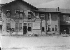 Exterior view of the first River Station in Los Angeles before 1901