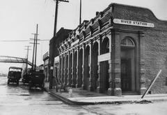 Exterior view of the Southern Pacific River Station in Los Angeles, 1919