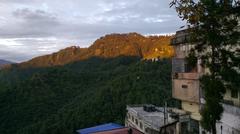 beautiful view of Mussoorie hills at sunset