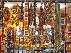 Spices, peppers, and sponges at the Egyptian Bazaar in Istanbul