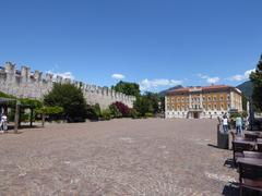 Panoramic view of Piazza Fiera in Trento, Italy