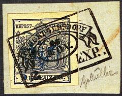 1850 9 kreuzer stamp of KK Austria with decorated cancellation at Perchtoldsdorf