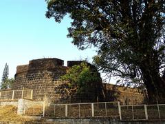 Ancient fort wall with stone carvings