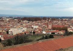 Perpignan view from the Palace of the Kings of Majorca, with Santa Maria de la Real in the foreground