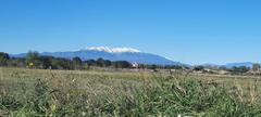 Canigou mountain view from Bompas, Perpignan on April 1, 2024