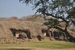 Jogeshwari Caves entrance with rock-cut architecture