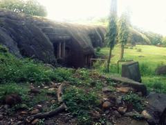 Landscape view of the caves from the entrance