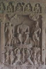 Buddha with attendents in Mahakali Caves