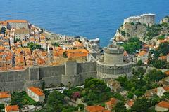 Old Dubrovnik, Croatia with ancient city walls overlooking the Adriatic Sea