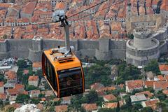 Dubrovnik aerial tram with city and coastline view