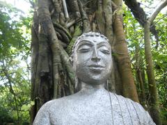 Statue of Buddha at Mangalavanam Bird Sanctuary