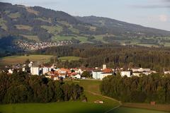 The village center of Broc in the morning light