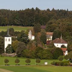 Broc En-Bas bell tower, chapel and castle