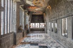 Interior del Anahuacalli with mosaic ceiling and pre-Hispanic art displays