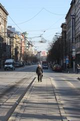 Street view of Maria Luisa Boulevard in Sofia, Bulgaria