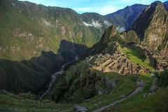 Machu Picchu in Peru with ancient ruins and lush green terraces