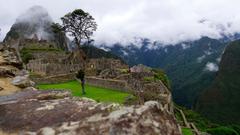 Machu Picchu ruins with mountains in the background