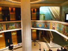 Inside view of Marquette Building's hexagonal atrium