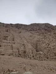 Perspective view of Huaca Pucllana pyramid sides