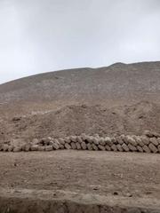 Ruins of the mortar walls of Huaca Pucllana