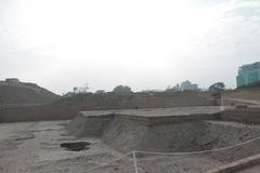 Panoramic view of Huaca Pucllana archaeological site