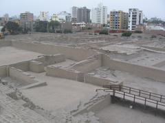 top view of Huaca Pucllana with Lima in the background