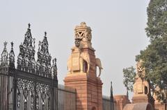 Elephant carvings on columns outside Rashtrapati Bhavan, Delhi