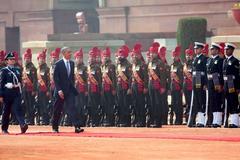 President Barack Obama ceremonial welcome at Rashtrapati Bhawan