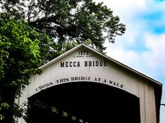 Front view of Mecca Covered Bridge in Indiana