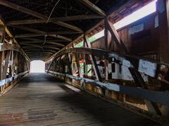 inside view of Mecca covered bridge in Indiana