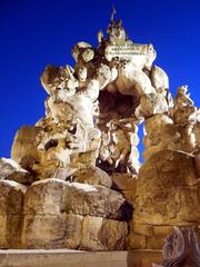 Parnas Fountain at night in Brno, Czech Republic