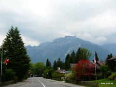 Panoramic view of Interlaken surrounded by mountains