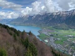 Scenic view of Interlaken, Switzerland with mountains and lake