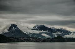 panoramic view of Beatenberg village in Switzerland with mountains in the background