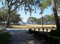 Memorial Park in Jacksonville with a prominent statue and a lush green landscape