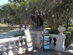 statue in Memorial Park Jacksonville with clouds in the background