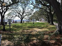 Memorial Park shaded area along the river in Jacksonville, Florida