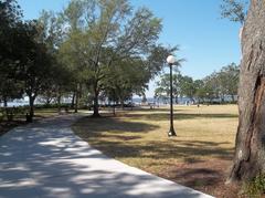 Memorial Park in Jacksonville with lush greenery and a serene pond