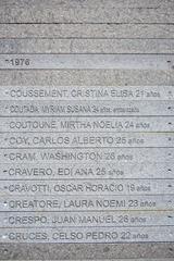 Monument to the victims of State Terrorism in the Parque de la Memoria with a pregnant woman's name