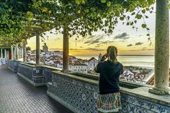 Miradouro Santa Luzia at sunrise in Lisbon's Bairro Alto