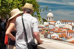 Lisbon Santa Luzia viewpoint with cityscape view