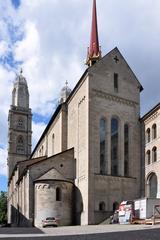 Grossmünster in Zürich seen from Kirchgasse