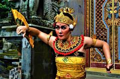 Balinese dancer in front of the temple