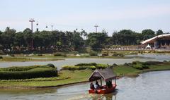 Boat ride at Indonesian archipelago lake