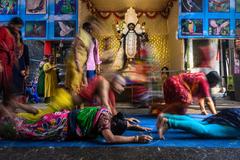 Dandi ritual during Kalipujo Festival in Naihati, West Bengal