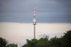 Donauinselfest 2013 FM4-planet.tt stage with Donauturm in Vienna, Austria